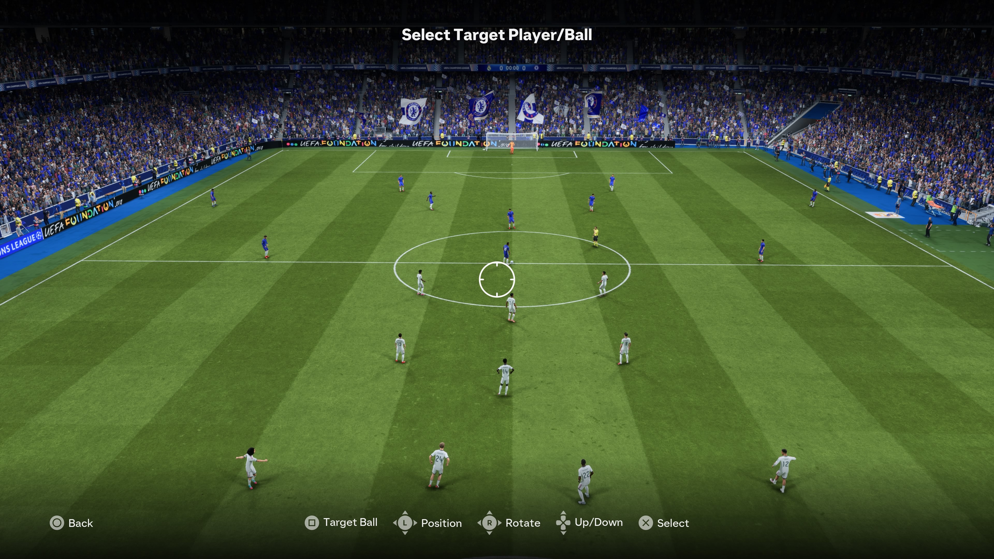 Supplied football video-game stadium capture, elevated end-line view